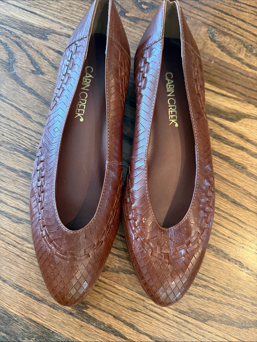 Vintage 80s Cabin Creek Women's Brown Woven Pointed Flats- 8